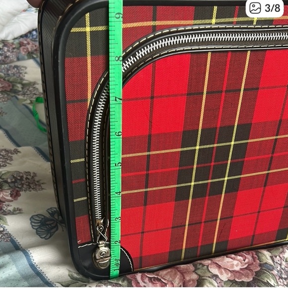 Red Plaid and Black Small Weekend Luggage Case - Picture 8 of 9